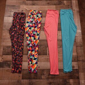 LuLaRoe Leggings Women’s Tall & Curvy Bundle of‎ 4 Multicolor Stretch Soft